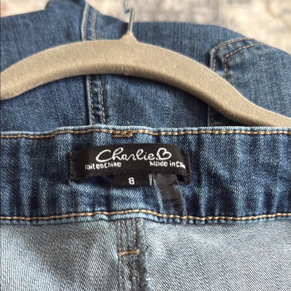 CHARLIE B Blue Straight Leg Jeans with Patch Details - Picture 4 of 4